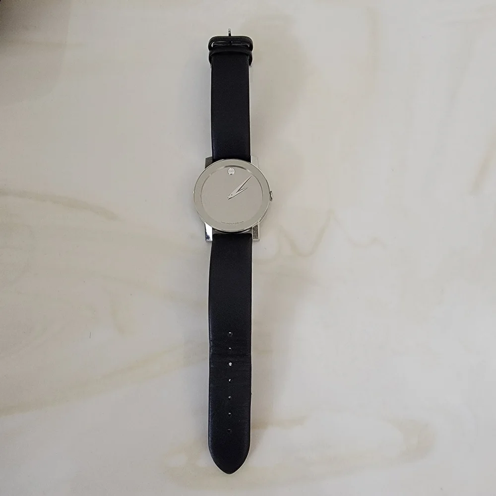 Movado Museum Sleek Black and Silver Watch